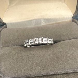Vintage Cubic Zirconia Band 925 Cocktail Ring in Sterling Silver Size 8 1/2